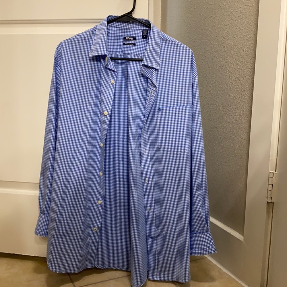 IZOD Blue&White plaid dress shirt